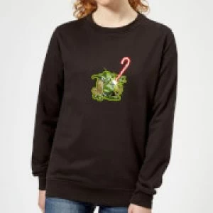 Star Wars Candy Cane Yoda Womens Christmas Sweatshirt - Black - XL