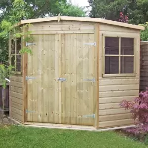 Shire 7 x 7ft Double Door Pressure Treated Corner Shed - Garden & Outdoor