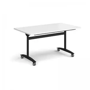 Rectangular deluxe fliptop meeting table with Black frame 1400mm x