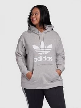 adidas Originals Plus Trefoil Hoodie - Medium Grey Heather, Size 2X, Women