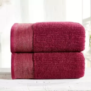 Metallic Accents Towel (Pack of 2) (One Size) (Damson) - Damson - Mayfair