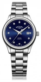 Rotary Womens Oxford Stainless Steel Blue Sunray Dial Watch