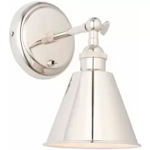 Loops - Bright Nickel Wall Light Fitting - Satin White Inner Shade - Knurled Detailing