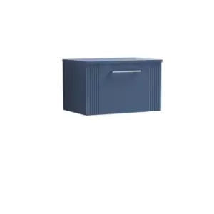 Nuie Deco 600mm Wall Hung Single Drawer Vanity & Worktop - Satin Blue