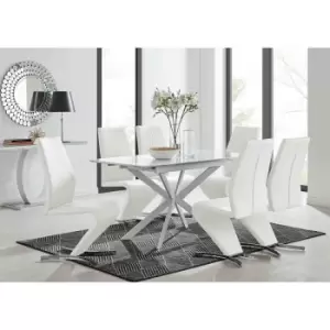 Furniture Box LIRA 120 Extending Dining Table and 6 White Willow Chairs