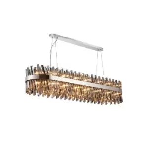 Lysander 36 Light G9, Ceiling Pendant Oblong, Polished Nickel, Smoke Item Weight: 33.98kg