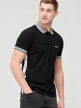 BOSS Paule Collar Detail Polo Shirt - Black, Size S, Men