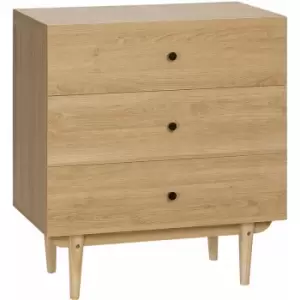 Homcom - Chest of Drawers, 3 Drawer Unit Storage Cabinet for Bedroom, Natural - Natural wood finish