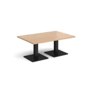 Brescia rectangular coffee table with flat square Black bases 1200mm x 800mm - beech