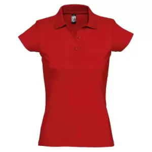 SOLS Womens/Ladies Prescott Short Sleeve Jersey Polo Shirt (S) (Red)