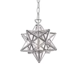 Stella 1 Light Star Ceiling Pendant Chrome, Clear Glass, E27