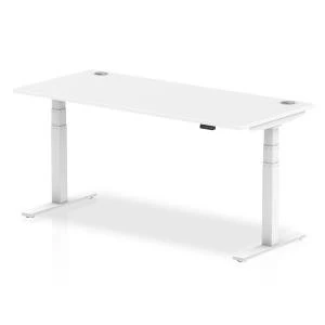 Trexus Sit Stand Desk With Cable Ports White Legs 1800x800mm White Ref