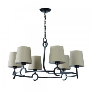Ceiling Pendant 6 Light E27 with Taupe Shades Brown Oxide