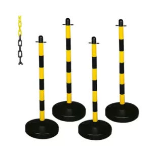 Barrier Kits - 4 Posts, 8mm Chain, Concrete base, White