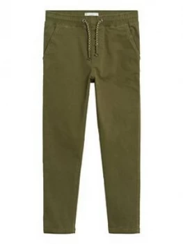 Mango Boys Elasticated Waist Trousers - Khaki, Size 11-12 Years