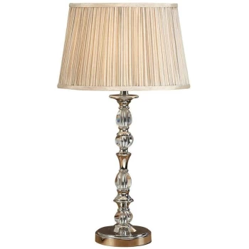 Interiors Polina Nickel - 1 Light Medium Table Lamp Polished Nickel Plate with Beige Shade, E14