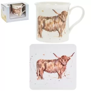 Country Life Mug Coaster Highland Cow