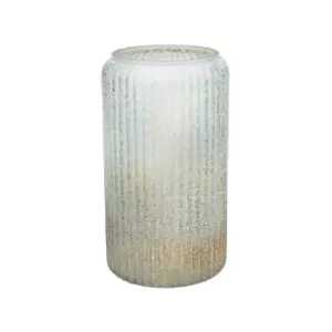 Ivyline Verre Tall Frosted Ribbed Glass Gold Vase H30cm W20cm