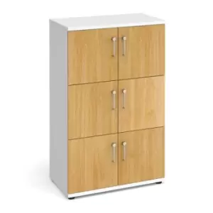 Wooden storage lockers 6 door - white with oak doors