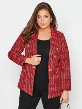 Yours Boucle Blazer - Red, Size 14, Women