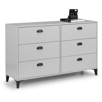 Locker 6 Drawer Wide Chest Of Drawers Industrial Grey Black - Carterton