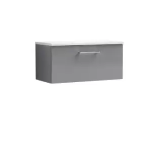 Nuie Arno 800mm Wall Hung 1 Drawer Vanity & Sparkling White Laminate Top Cloud Grey