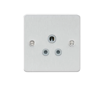 KnightsBridge Flat plate 5A unswitched socket - brushed chrome with grey insert