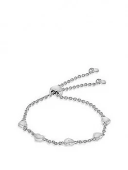 The Love Silver Collection Sterling Silver Rhodium Plated Diamond Set Heart Adjustable Slider Bracelet