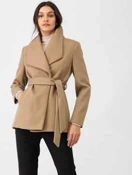 Oasis Tie Waist Short Wrap Coat - Neutral Size L, Women