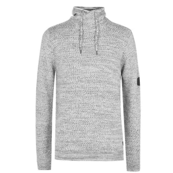 Firetrap Cowl Neck Knit Jumper Mens - Grey Marl