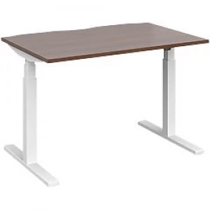 Elev8 Rectangular Sit Stand Single Desk with Walnut Melamine Top and White Frame 2 Legs Touch 1200 x 800 x 675 - 1300 mm