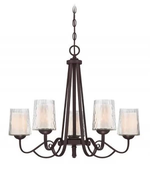 5 Light Multi Arm Chandelier Dark Cherry Finish, E14