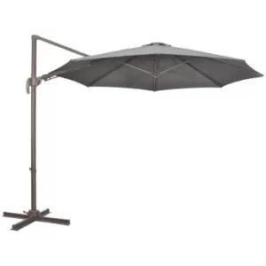 Outsunny 3(m) Cantilever Parasol 360° Rotation Roma Umbrella Hanging Sun Shade with Aluminum Frame, Tilt Crank, 8 Ribs and Cross Base, Dark Grey