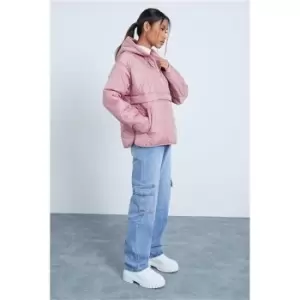 I Saw It First Pink Premium Onion Quilted Padded Pullover Coat With Front Pocket And Hood - Pink