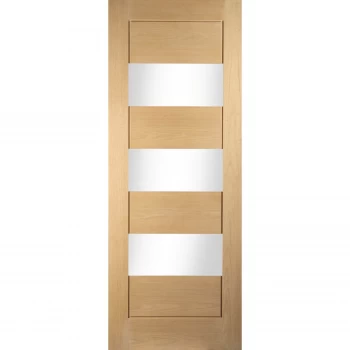 Horizontal 3 Lite White Oak Veneer Internal Door - 762mm Wide