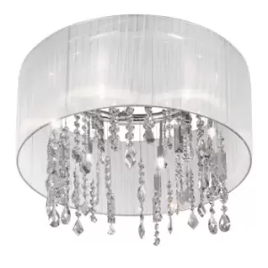 Paralume Designer Crystal Fabric Cylindrical Chandelier Polished Chrome, 6x G9