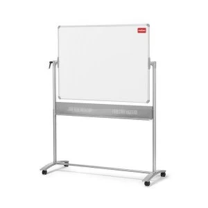 Nobo Classic Mobile 1200 x 900mm Steel Horizontal Pivot Magnetic Whiteboard