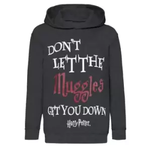 Harry Potter Girls Muggles Pullover Hoodie (7-8 Years) (Charcoal Heather)