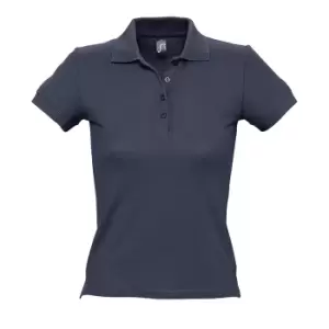 SOLS Womens/Ladies People Pique Short Sleeve Cotton Polo Shirt (XXL) (Navy)