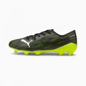 PUMA Ultra 2.2 FG/AG Mens Football Boots, Black/White/Yellow Alert, size 9.5, Shoes