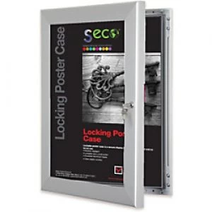 Stewart Superior Wall Mountable Lockable Poster Case 110 x 162cm Silver