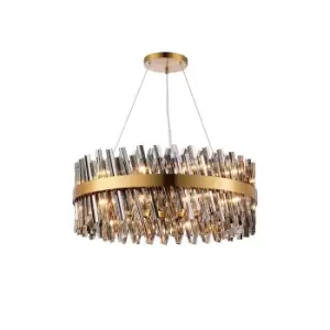 Lysander 24 Light G9, Ceiling Pendant Round, Brass, Smoke Item Weight: 23.13kg