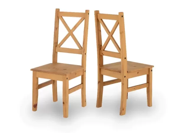 Seconique Salvador Set of 2 Waxed Pine Dining Chairs