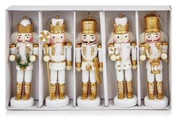 Premier 12cm Christmas Nutcrackers - White and Gold