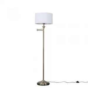 Sinatra Brass Floor Lamp with Large White Reni Shade