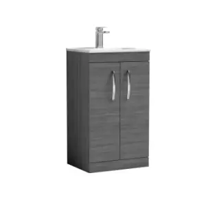 Nuie Athena 500 Floor Standing 2-door Vanity & Minimalist Basin - Grey Woodgrain