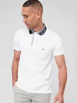 Tommy Hilfiger Collar Logo Slim Fit Polo Shirt - White, Size S, Men