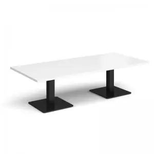 Brescia rectangular coffee table with flat square Black bases 1800mm x