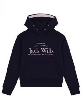 Jack Wills Girls Script Hoodie - Navy, Size Age: 10-11 Years, Women