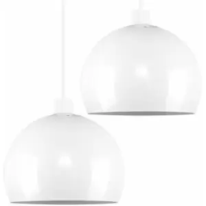 Minisun - 2 x Arco Ceiling Pendant Light Shades Domed Lampshades - White - No Bulb